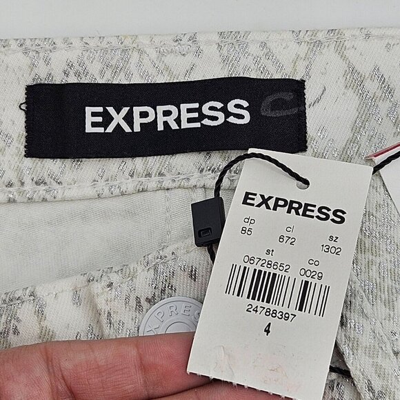 Express Snakeskin Metallic Super High Rise Straight Crop Jean Women's Size 4 NEW - Picture 4 of 9